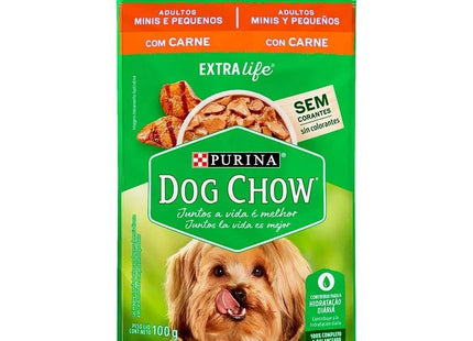 DOG CHOW SACHE ADULTOS EXTRA LIFE MIN/PEQ CARNE 100G