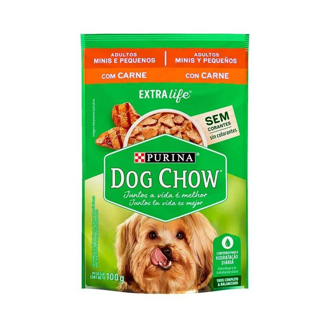 DOG CHOW SACHE ADULTOS EXTRA LIFE MIN/PEQ CARNE 100G