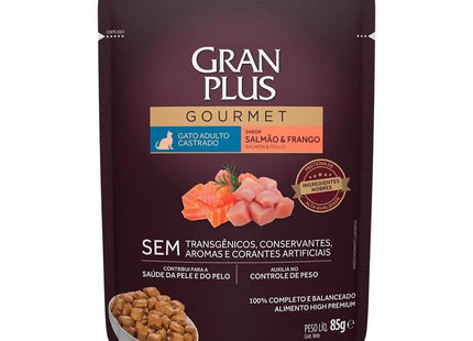 GRAN PLUS SACHE GATOS GOURMET CASTRADOS SALM/FRAN 85G