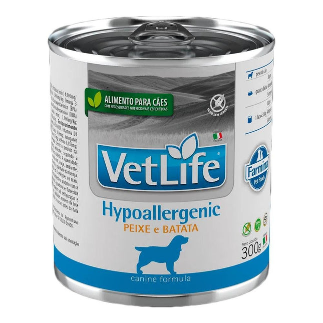VET LIFE WET LATA CAES HYPOALLERGENIC PEIXE/BAT 300G