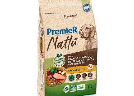 PREMIER NATTU CAES ADULTOS FRA/MAN/BET/LIN/CRA 12KG
