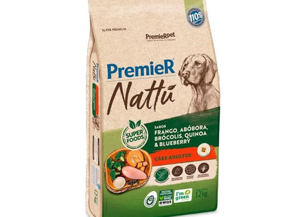 PREMIER NATTU CAES ADULTOS FRA/ABO/BRO/QUI/BLU 12KG
