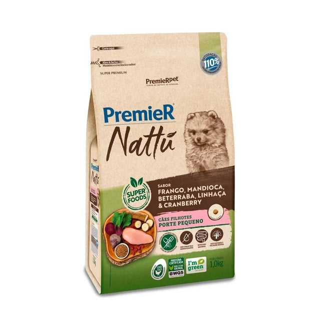 PREMIER NATTU CAES FILHOTES PORTE PEQ. FRA/MAN/BET/LIN/CRA 1KG