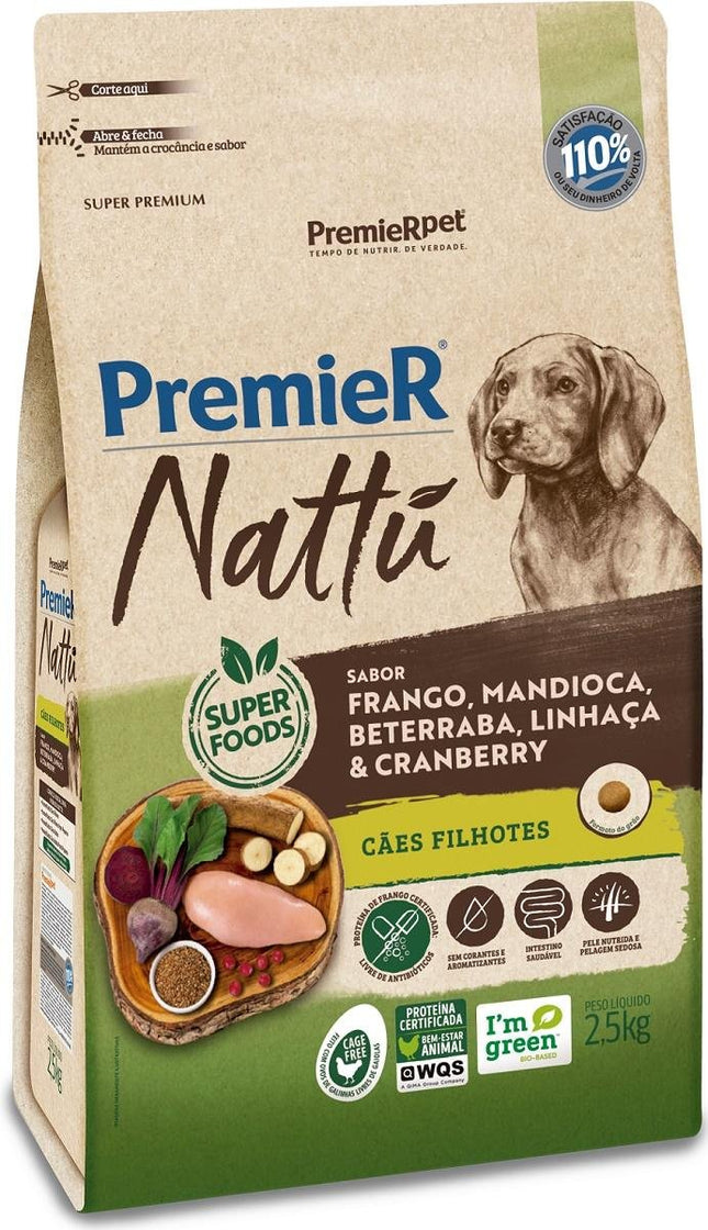 PREMIER NATTU CAES FILHOTES FRA/MAN/BET/LIN/CRA 2,5KG