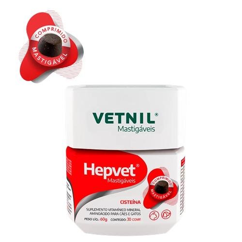 VETNIL HEPVET MASTIGÁVEIS 60G - 30 COMPRIMIDOS