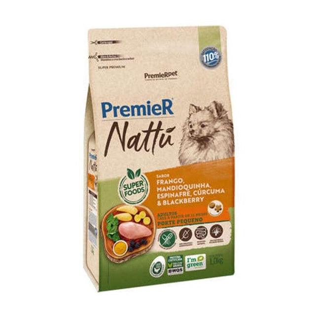 PREMIER NATTU CAES ADULTOS PORTE PEQ. FRAN/MAND/ESPI/CUR/BLACK 1KG