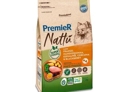 PREMIER NATTU CAES ADULTOS PORTE PEQ. FRAN/MAND/ESPI/CUR/BLACK 2,5KG