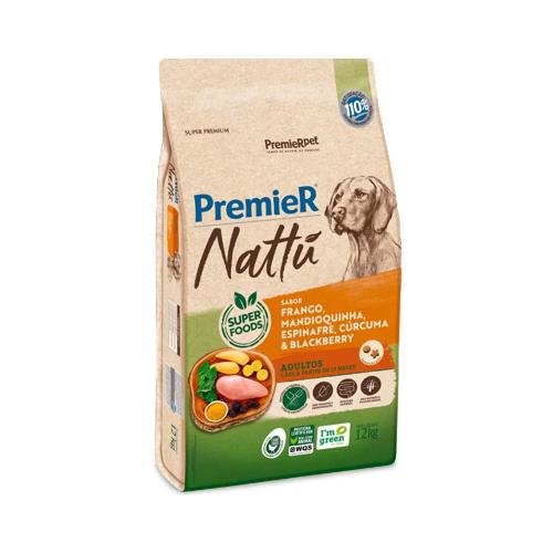 PREMIER NATTU CAES ADULTOS FRAN/MAND/ESPI/CUR/BLACK 12KG