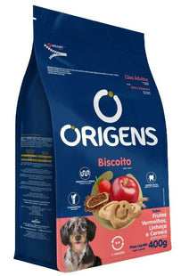 ORIGENS BISCOITO CAES ADULTOS MINI/PEQ FRUTAS VERM/LIN/CEREAIS 400G