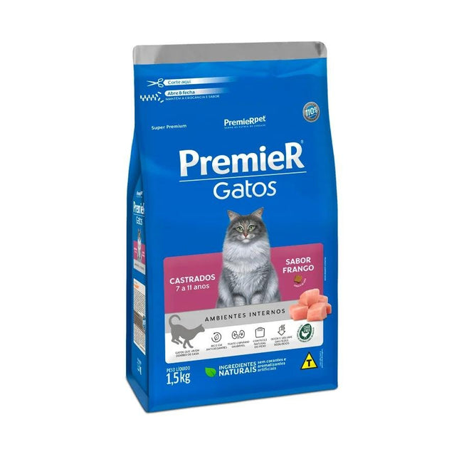 PREMIER GATOS ADULTOS CAST. 7 A 11 ANOS FRANGO 1,5KG