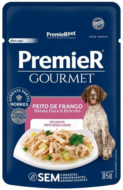 PREMIER GOURMET CAES ADULTOS PORTES MED/GRANDES FRANGO 85G