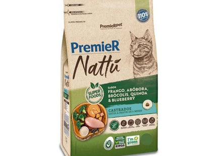 PREMIER NATTU GATOS CASTRADOS ABOBORA 7,5KG