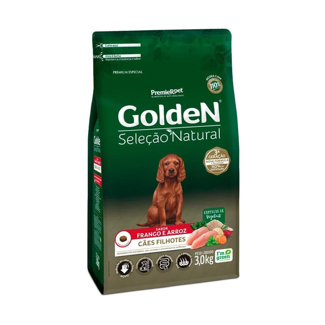 GOLDEN SEL. NAT. CAES FILHOTES FRANGO/ARROZ 3KG