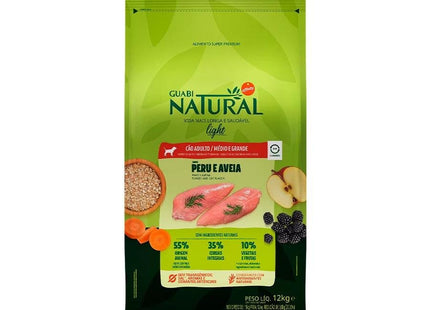 NATURAL CAES ADULTOS LIGHT MED/GRANDES PERU/AVEIA 12KG