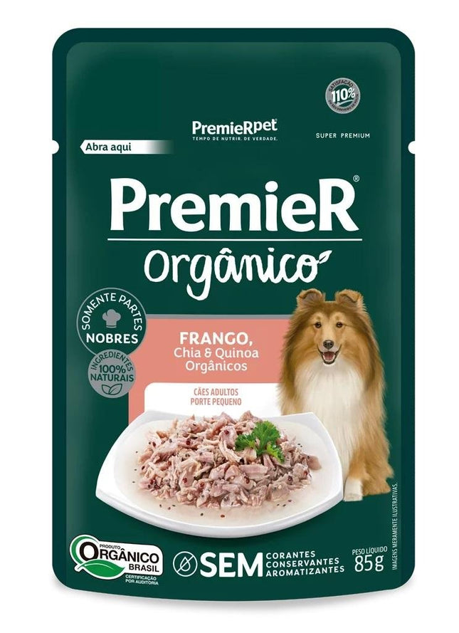 PREMIER GOURMET ORGANICO CAES ADULTOS PORTE PEQ. FRANGO 85G