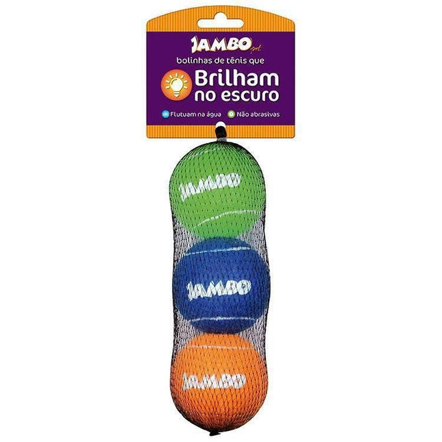 JAMBO BOLA DE TENIS FLUORESCENTE COM 3 UNI