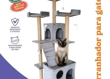 JAMBO ARRANHADOR PARA GATOS FULL 180CM CINZA JUTA