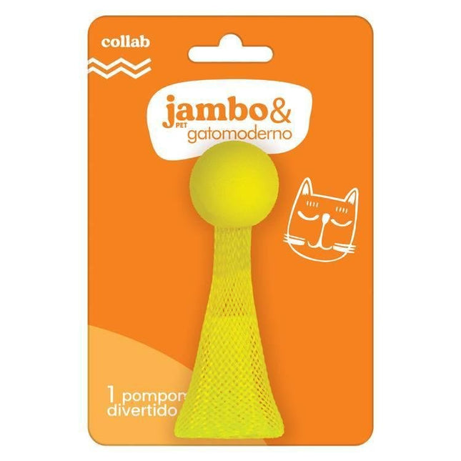 JAMBO BRINQ. GATO MODERNO POMPOM AMARELO