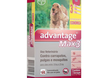 ELANCO ADVANTAGE MAX-3 2,5ML CAES 10 A 25KG (LEVE 3 PAGUE 2)