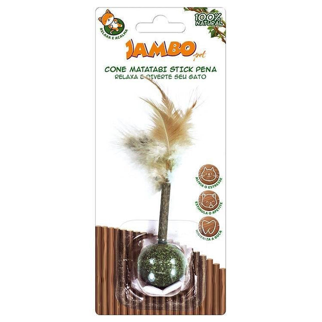 JAMBO CONE CATNIP MATATABI STICK COM PENA 