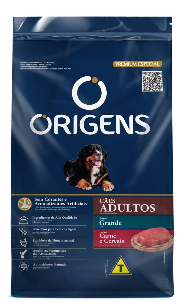 ORIGENS CAES ADULTOS PORTES GRANDE CARNE/CEREAIS 20KG