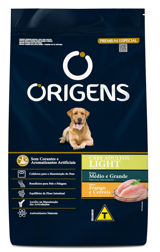ORIGENS CAES ADULTOS LIGHT MED/GRANDES FRANGO/CEREAIS 15KG