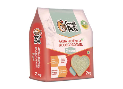 GREAT PETS AREIA BIODEGRADAVEL GROSSA 2KG