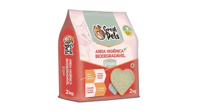 GREAT PETS AREIA BIODEGRADAVEL GROSSA 2KG