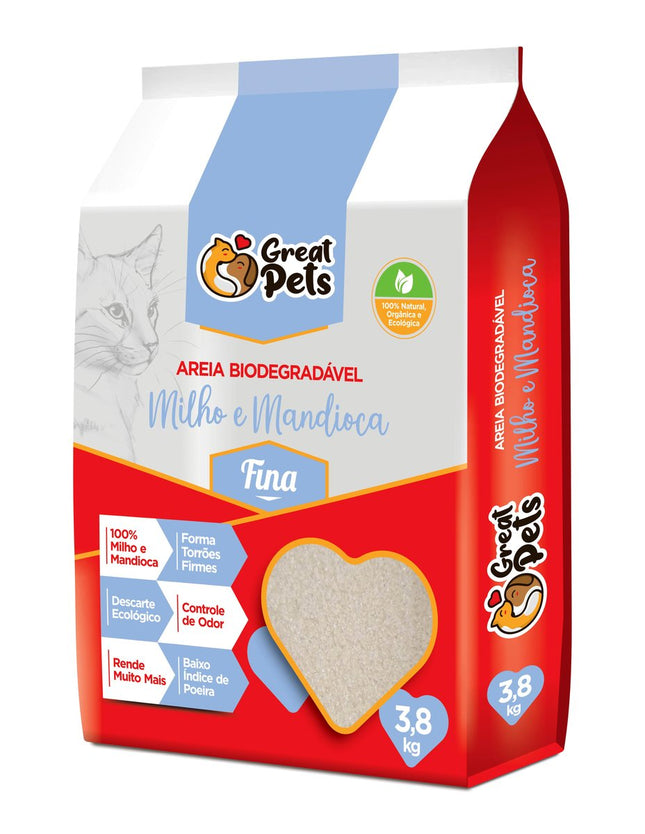 GREAT PETS AREIA BIODEGRADAVEL FINA 3,8KG