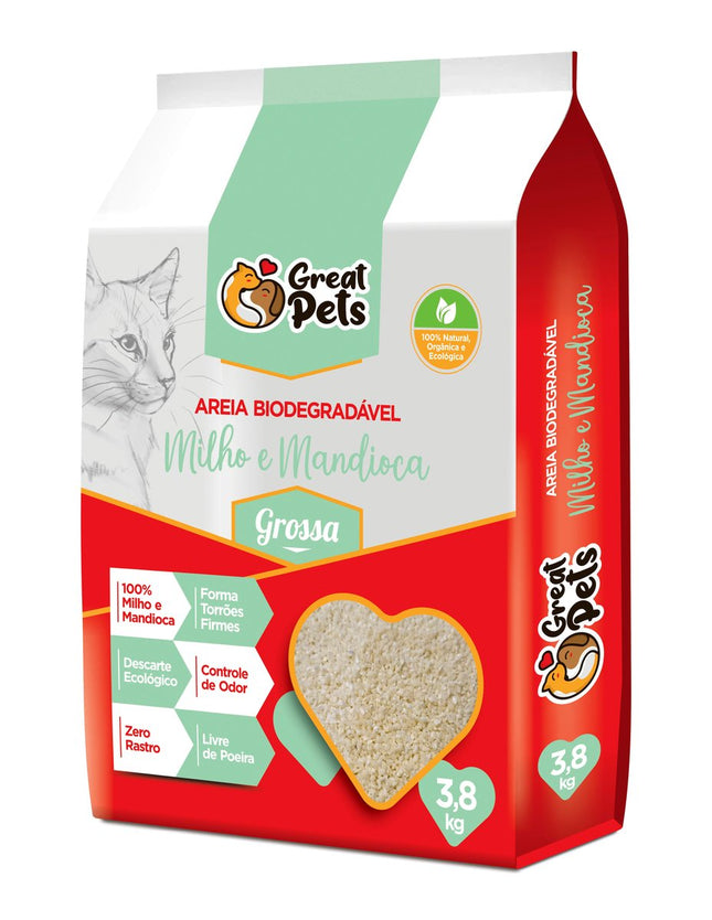 GREAT PETS AREIA BIODEGRADAVEL GROSSA 3,8KG