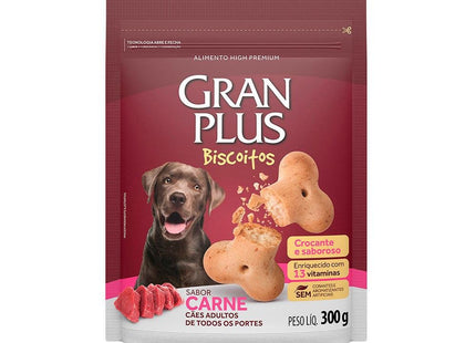 GRAN PLUS BISCOITO CAES ADULTOS CARNE 300G