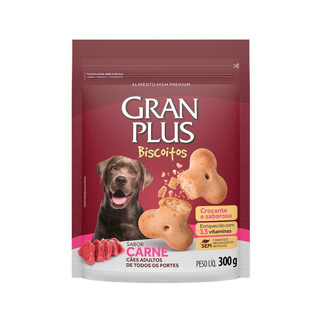 GRAN PLUS BISCOITO CAES ADULTOS CARNE 300G