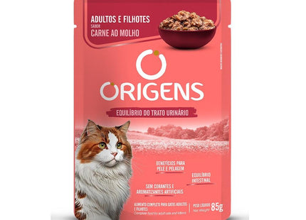 ORIGENS SACHE GATOS ADULTOS/FILHOTES CARNE AO MOLHO 85G