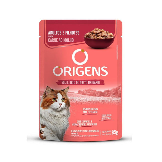 ORIGENS SACHE GATOS ADULTOS/FILHOTES CARNE AO MOLHO 85G