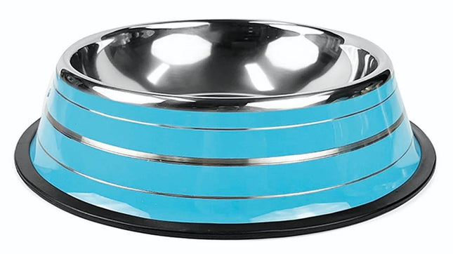 JAMBO COMEDOURO LISTRADO INOX AZUL G