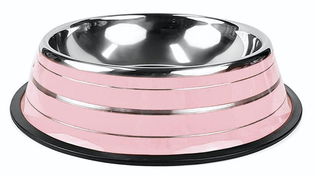 JAMBO COMEDOURO LISTRADO INOX ROSA M