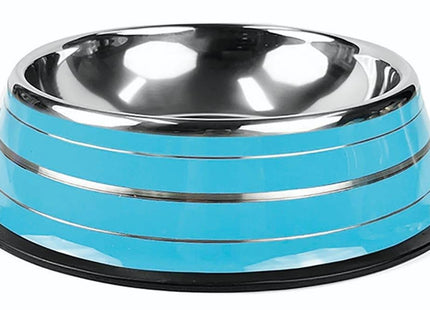 JAMBO COMEDOURO LISTRADO INOX AZUL P