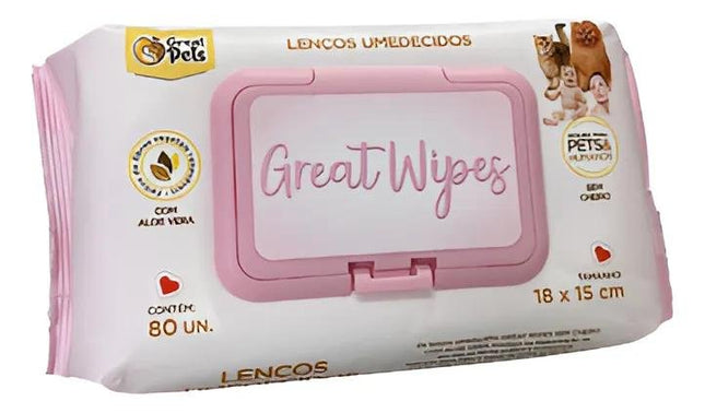 GREAT PETS LENCOS UMEDECIDOS WIPES C/80 UNI