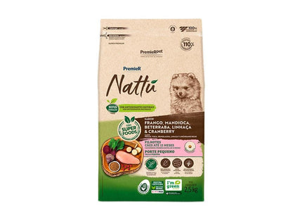 PREMIER NATTU CAES FILHOTES PORTE PEQ. FRA/MAN/BET/LIN/CRA 2,5KG