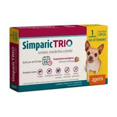 ZOETIS SIMPARIC TRIO CAES 1,25 A 2,5KG 3MG - 1 COMPRIMIDOS