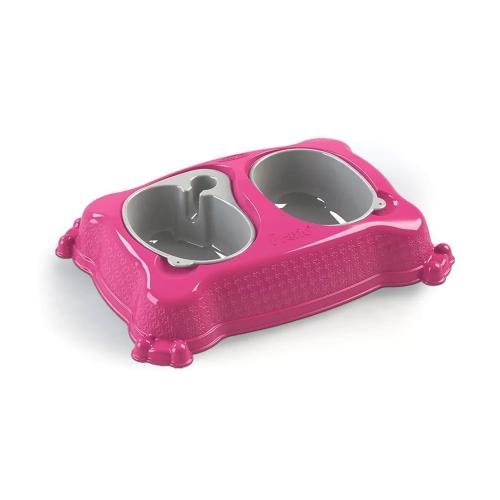 COMEDOURO PLAST. DUPLO ROSA  PRATIC M