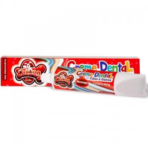 CAT DOG CREME DENTAL MORANGO 90G