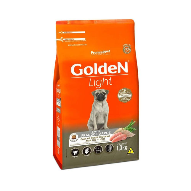 GOLDEN CAES ADULTOS LIGHT PORTE PEQ. FRANGO/ARROZ 1KG