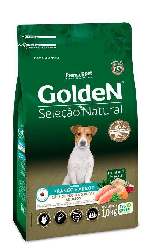 GOLDEN SEL. NAT. CAES ADULTOS PORTE PEQ. FRANGO/ARROZ 1KG