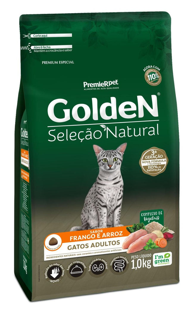 GOLDEN SEL. NAT. GATOS ADULTOS FRANGO/ARROZ 1KG
