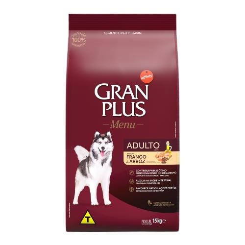 GRAN PLUS MENU CAES ADULTOS FRANGO/ ARROZ 15KG