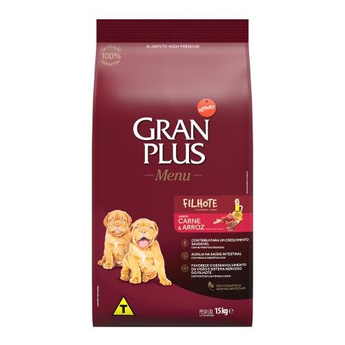 GRAN PLUS MENU CAES FILHOTES CARNE/ARROZ 15KG