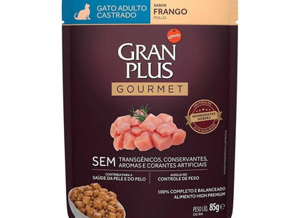GRAN PLUS SACHE GATOS GOURMET CASTRADOS FRANGO 85G