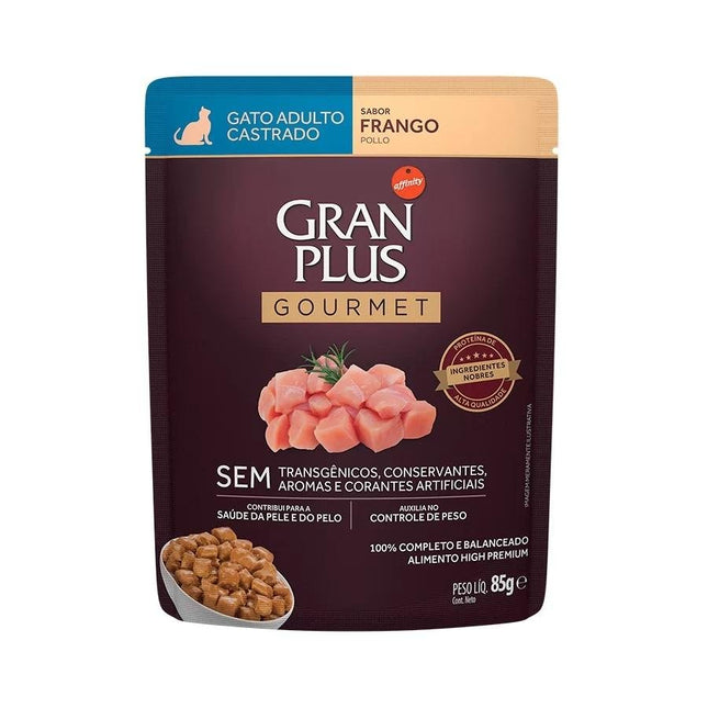 GRAN PLUS SACHE GATOS GOURMET CASTRADOS FRANGO 85G