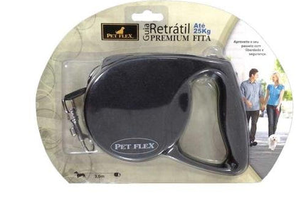 PET FLEX GUIA RETRATIL PREMIUM FITA 3M/25KG PRETA 